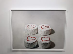 Sharon Core’s editioned photograph “Four Heart Cakes” from the series “Thiebauds” (2004), on view at Yancey Richardson Gallery’s photo-focused DAF booth. Lisica says, “The gallery attendant mentioned that many visitors, like I was, were drawn into the booth by the lustrous cakes.”   The booth attendant mentioned that, like I was, many visitors were drawn into the booth by the cakes…
