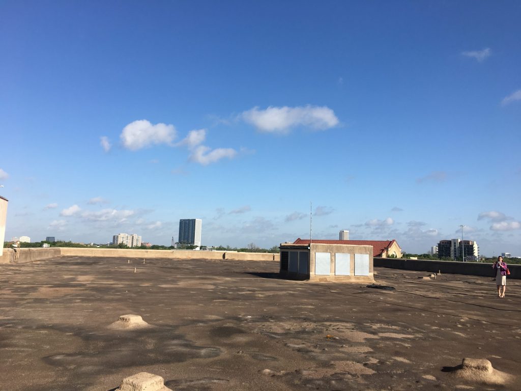 The roof is pockmarked with age. 