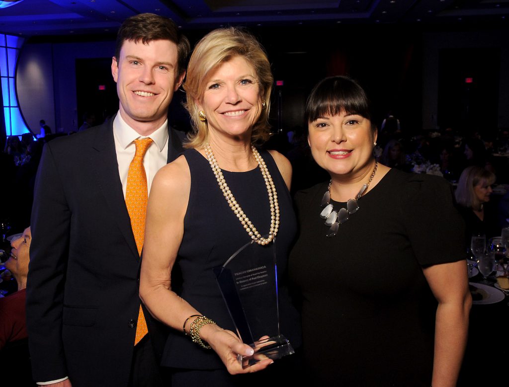 From left: Dillon Chapman, Cathy Chapman and Tiffany Needham at the Teach For America "Realizing One Day" 2018 Benefit Dinner at the Royal Sonesta Hotel Thursday March 29,2018. (Dave Rossman Photo)