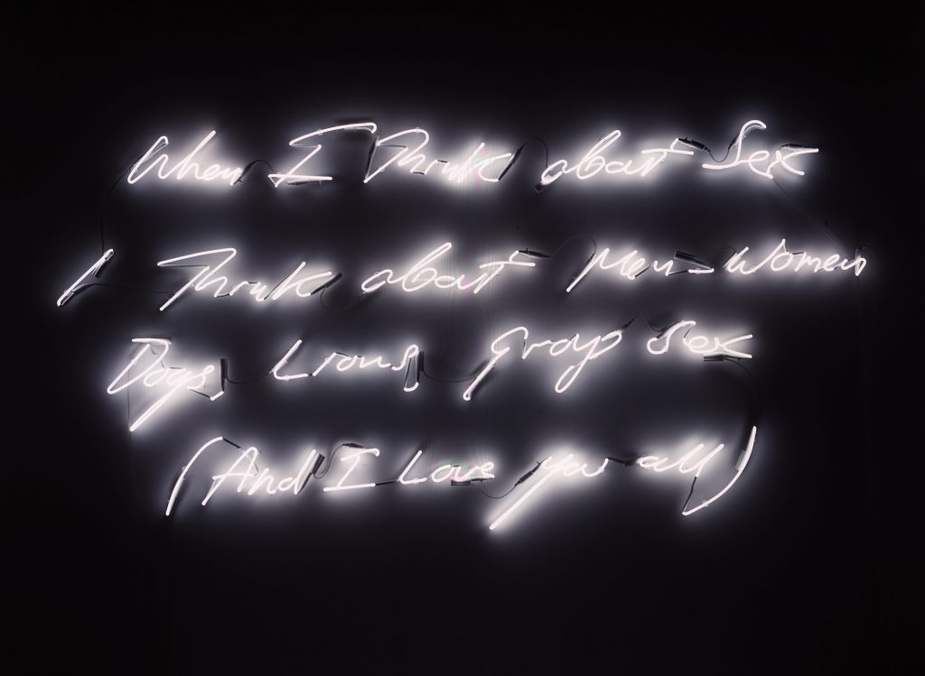 "When I Think About Sex I Think About Men, Women, Dogs, Lions, Group Sex (And I Love You All)," Tracey Emin, 2005.
