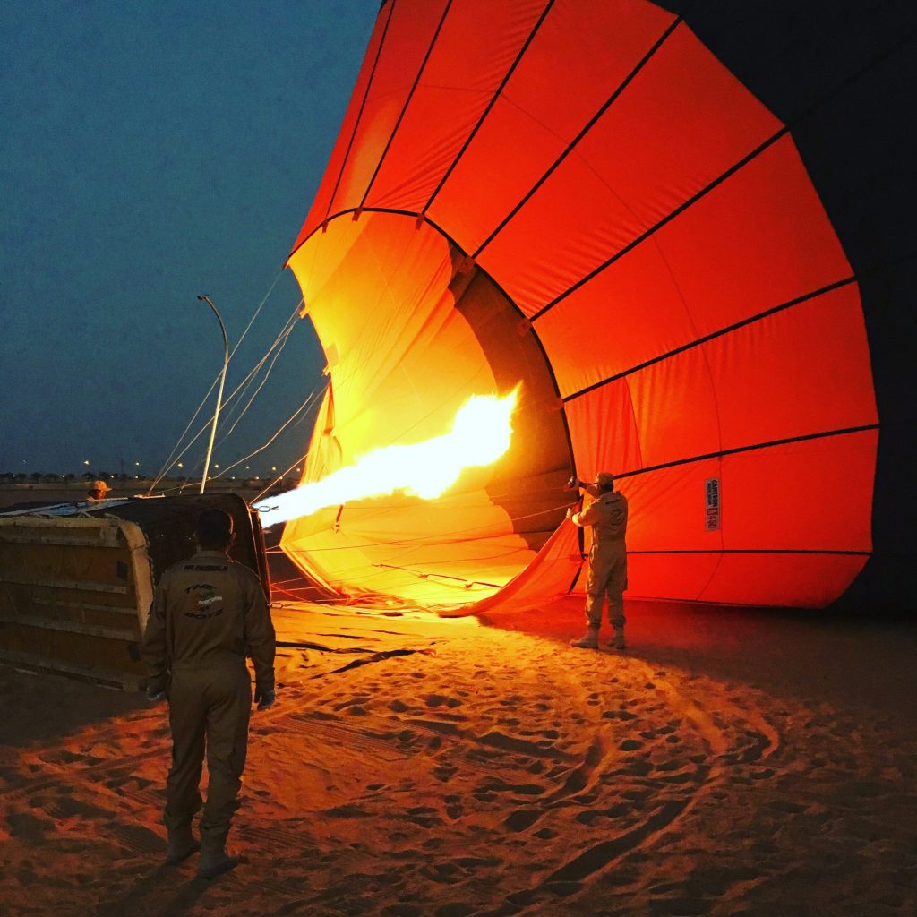 Take-off prep for the sunrise hot-air-balloon ride