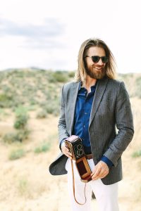 Guest Tyler Fuller with his vintage Yashica-A. (Photo by Mary Costa)