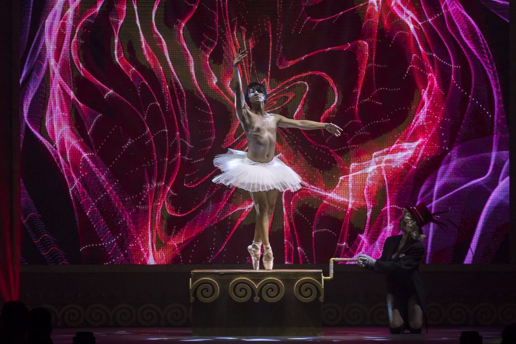 A dancer performs during the DIFFA runway show