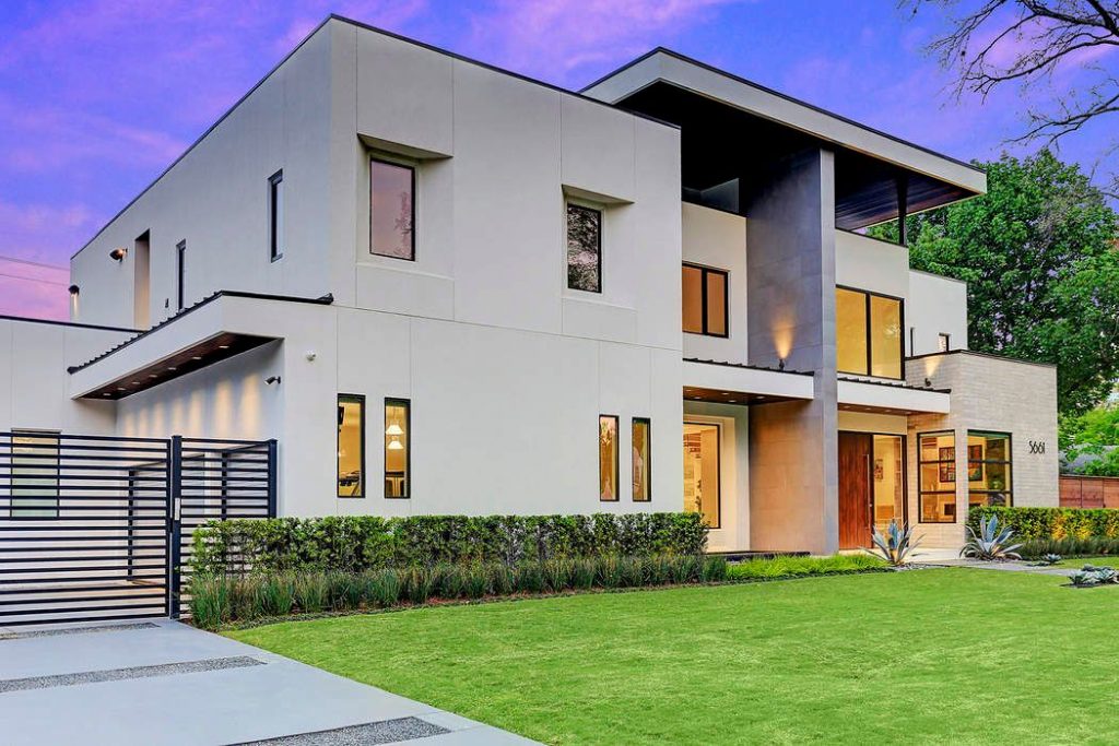 Castle Door is contemporary and striking with a nice big lawn. 