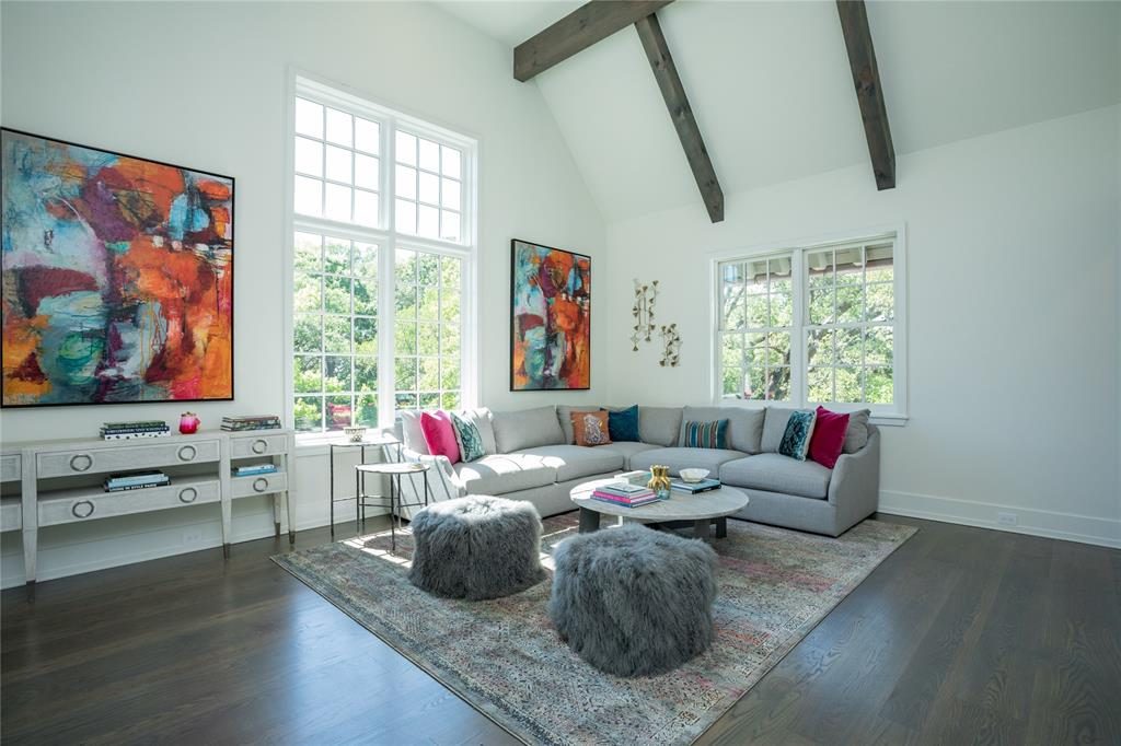 The game room comes with adjustable built-in shelves. 