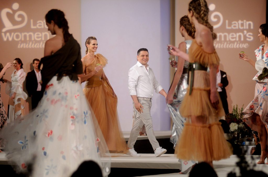 Designer Andrés Otálora on the runway during the Latin Women's Initiative Annual Fashion Show & Luncheon at the Hilton Americas Hotel Friday  May 11 ,2018.(Dave Rossman Photo)