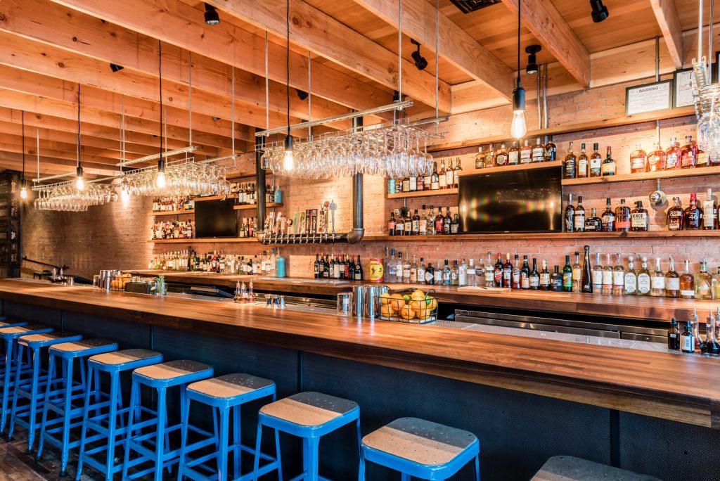 The bar serves a variety of craft cocktails as well as beer and wine.