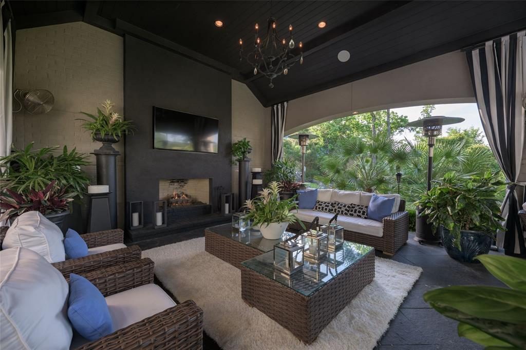 The covered veranda is perfect for spring evenings. 