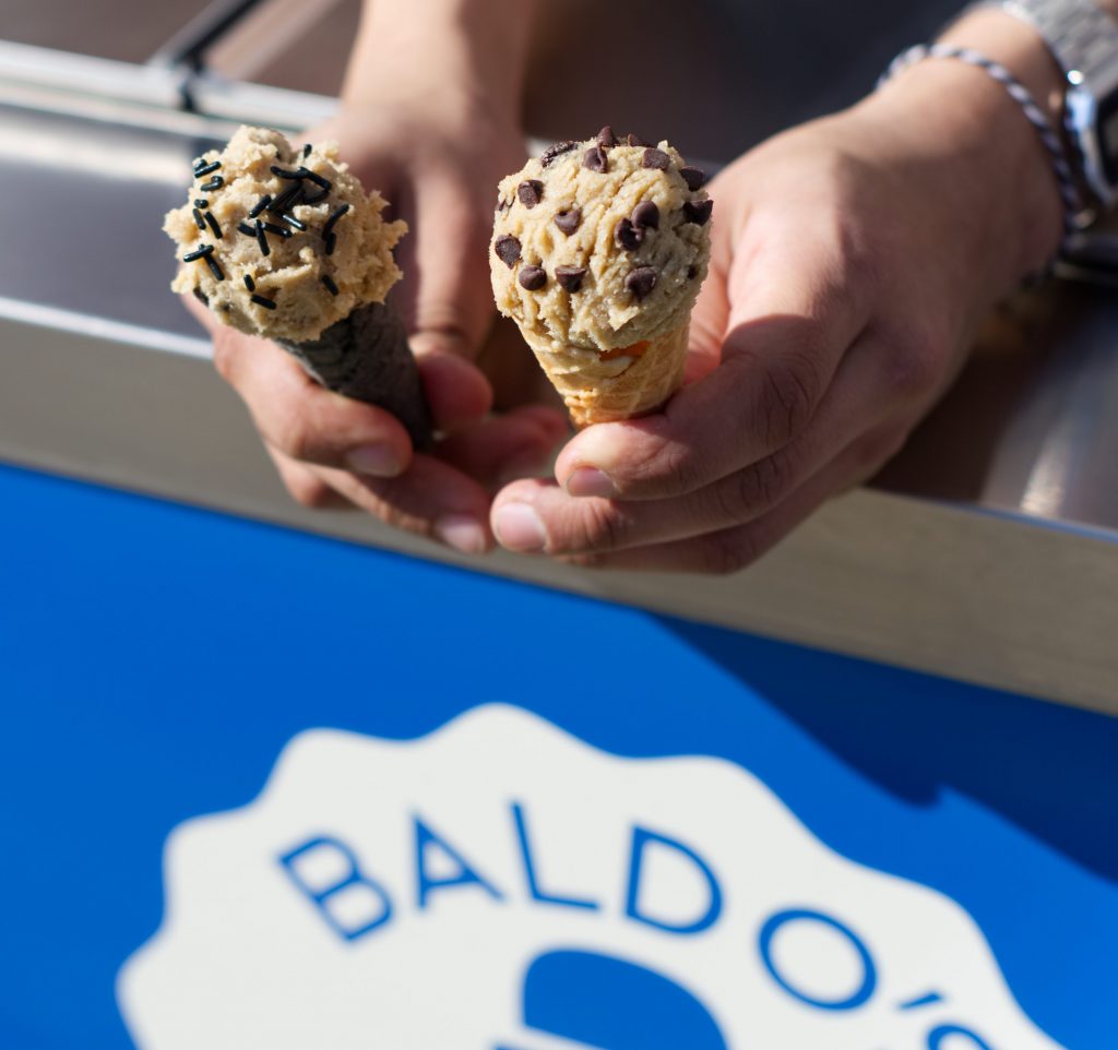 Baldo's offers edible cookie dough by the scoop.