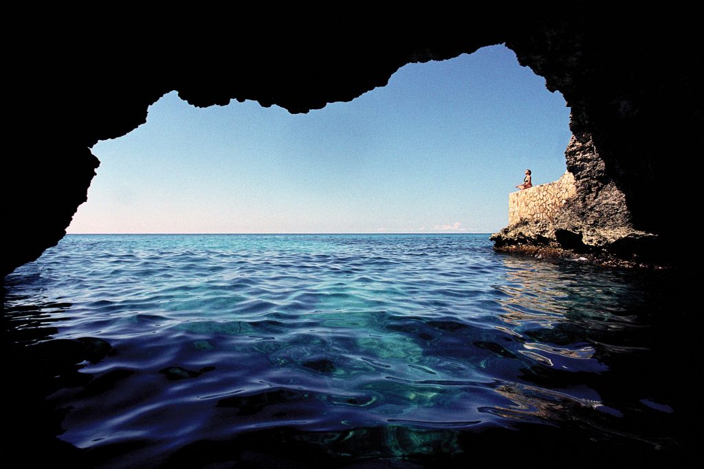 A view from inside one of the caves beneath The Caves Hotel