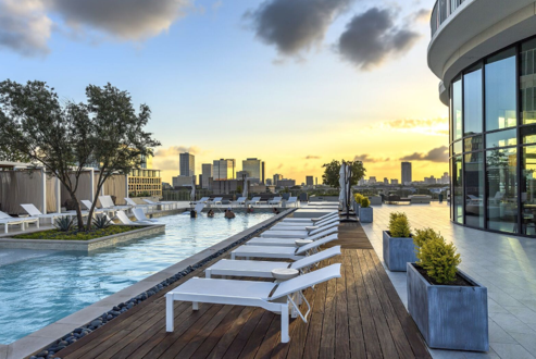 The Kirby Collection's 25th floor Sky View Lounge offers a retreat with a view.