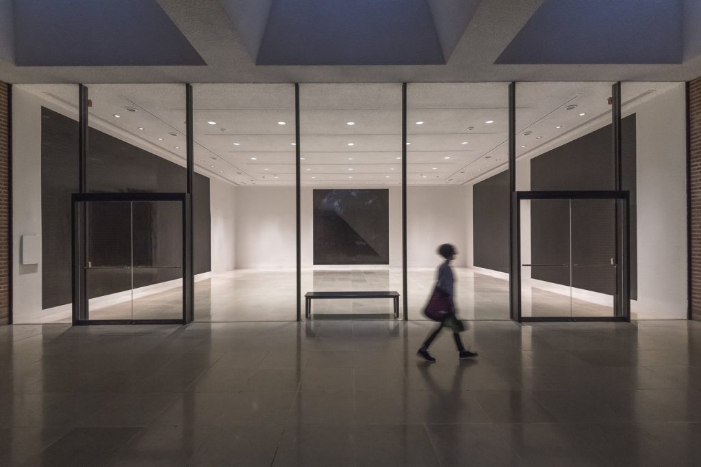 The last installation shown at Rice Gallery was "Glossy and Flat Black Squares" (February-May 2017) by Sol LeWitt.