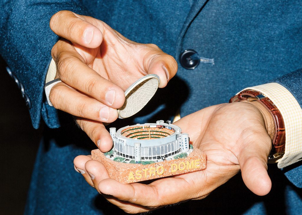A mini Dome from the historian's personal collection. Judge Roy Hofheinz, the daddy of the Astrodome, serves as one of Mister McKinney's personal inspirations.