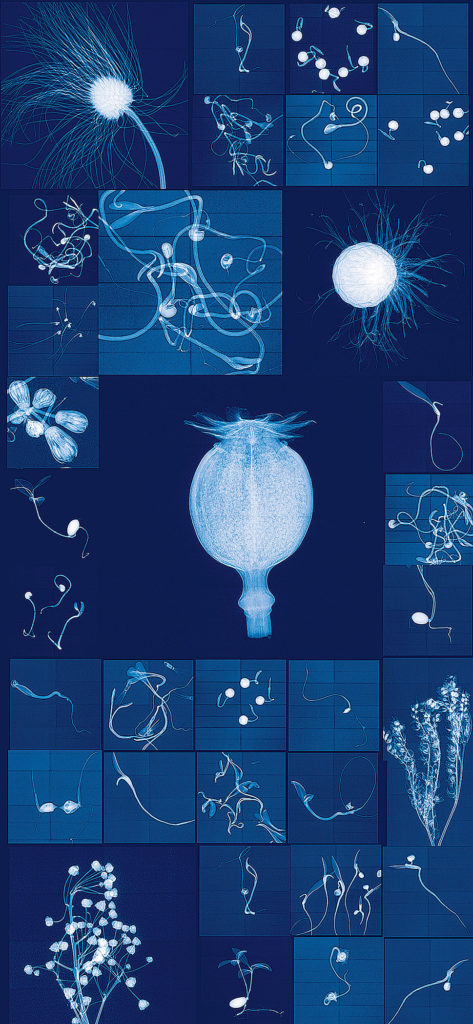 Marriage of art and science: the artist's "Millennium Seed Bank Research Seedlings and Lochner-Stuppy Test Garden no. 4," 2011. 