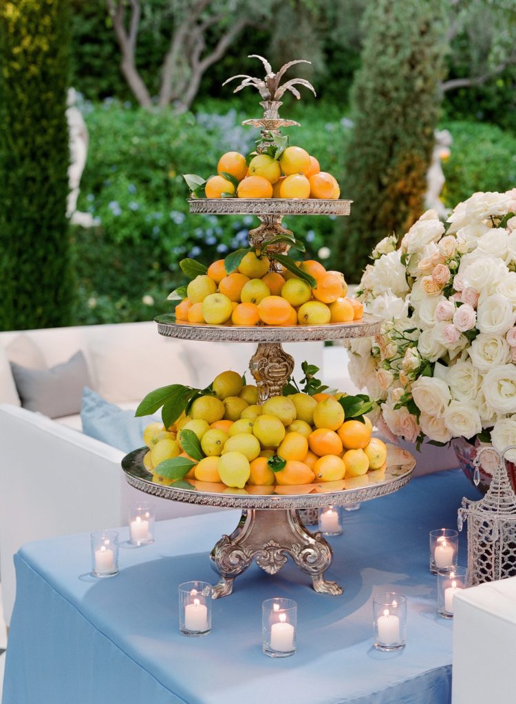 Lemons and kumquats were snipped from citrus trees in the garden for decoration. (Photo by Jose Villa)