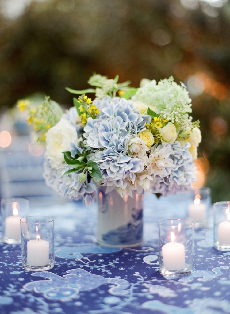 All flowers — even the potpourri tossed on the bride and groom at departure — came from the garden.  (Photo by Jose Villa)