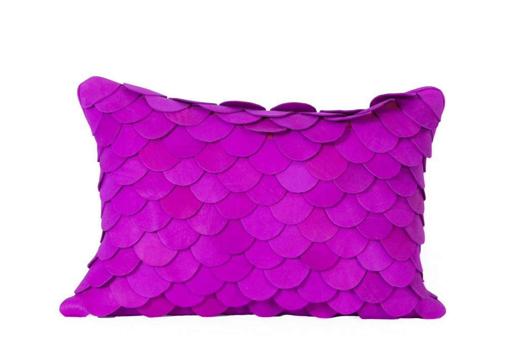 Angoni leather scallop pillow 