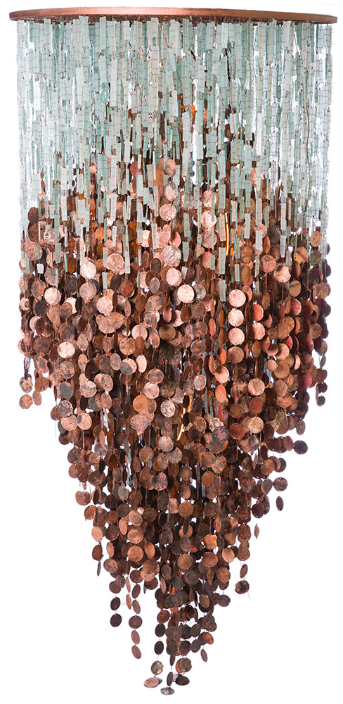 Monumental-size copper disc chandelier 