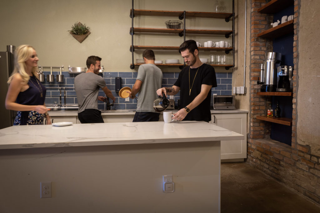 The hostel has a shared kitchen.