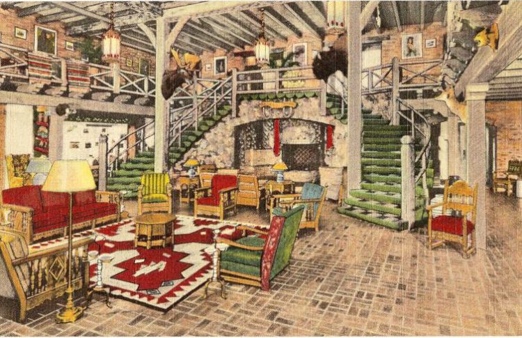 Illustration of Dilbeck-designed interiors for 1937 Hotel El Rancho, Gallup, NM. Courtesy Willis Winters.