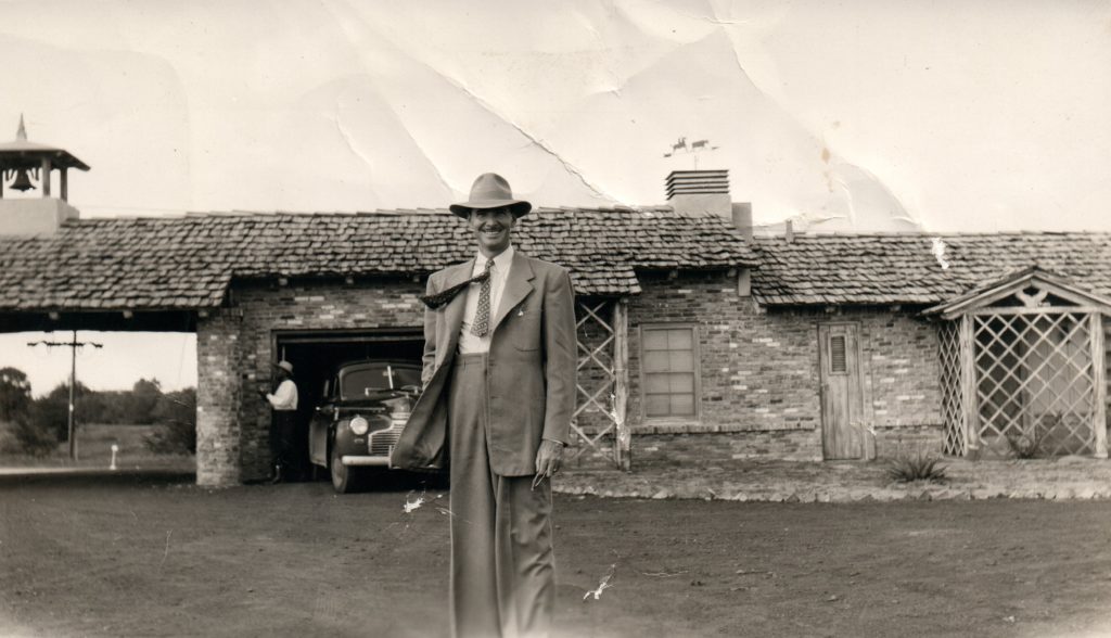 Charles Dilbeck, circa 1930 at a Dallas motel he designed. Photo courtesy Willis Winters