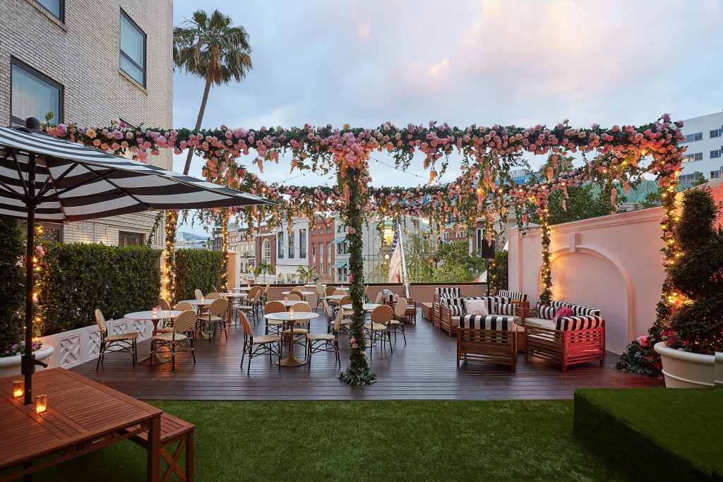 Beverly Wilshire's rooftop retreat is an oasis of roses.