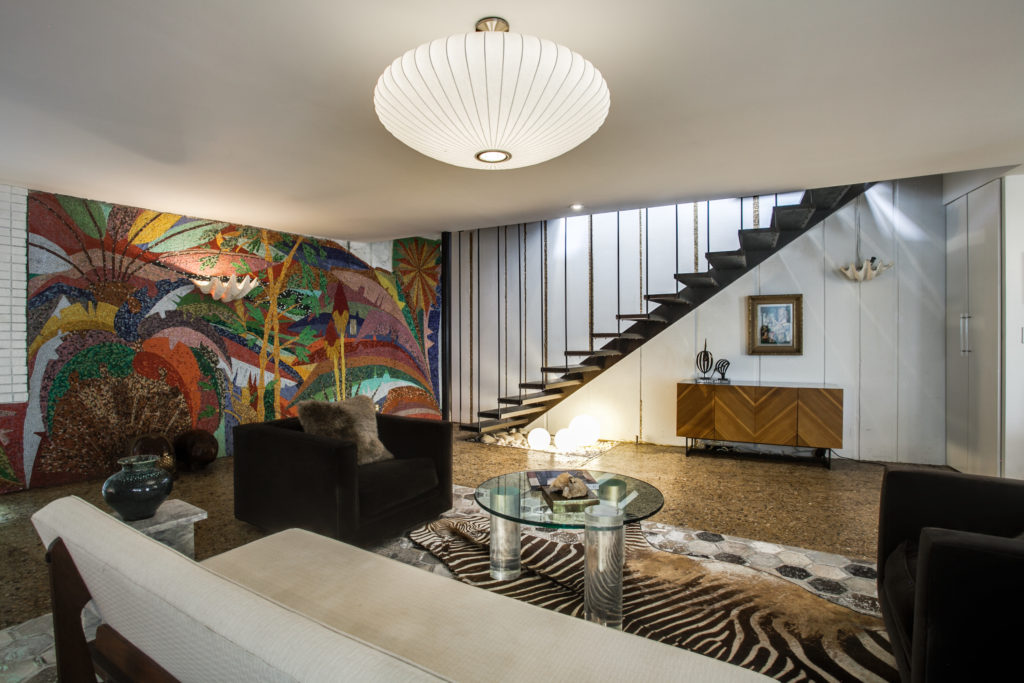 Colorful mosaics can be found throughout the home. 