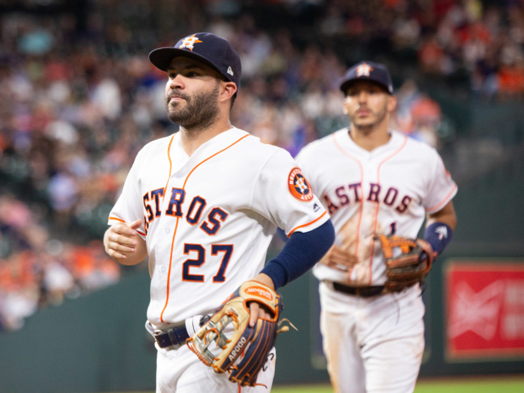 Jose Altuve and Carlos Correa always stay calm in the middle of any Astros storm. (Photo by F. Carter Smith.)