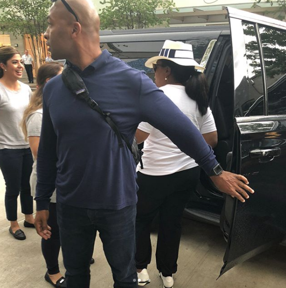 Oprah Winfrey arrived at River Oaks District with her own bodyguard — and quickly attracted a ton of attention.