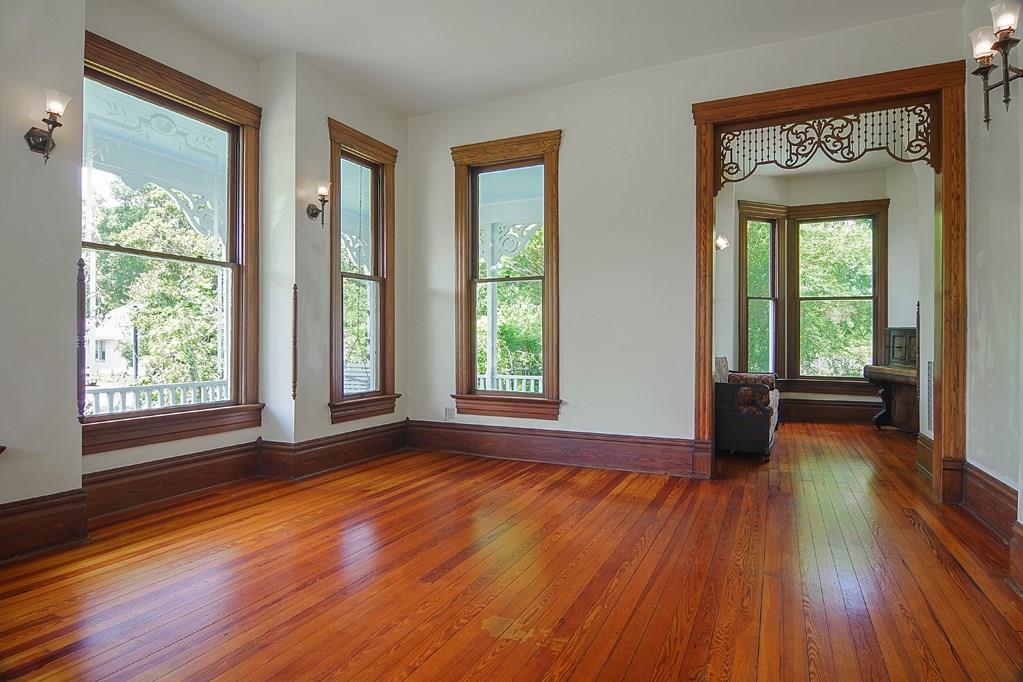 The sitting room looks back into the foyer. 