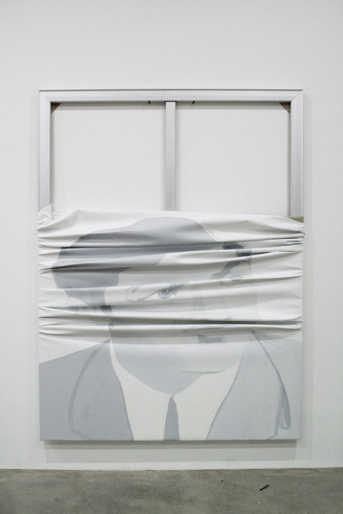 "Ahmad," Jwan Yosef, 2017, oil on linen and aluminum