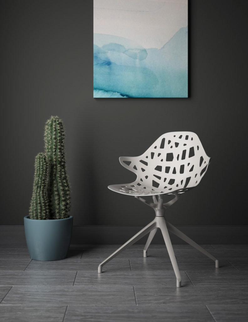 A cool contemporary look, Lusso by Kimball, is reflective of OFI's melding of residential and commercial furnishings.