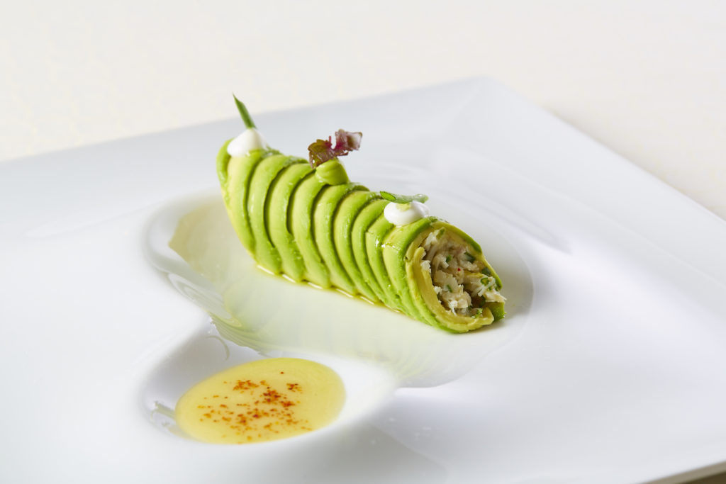 Lump crab with avocado and yuzu-olive oil dressing 