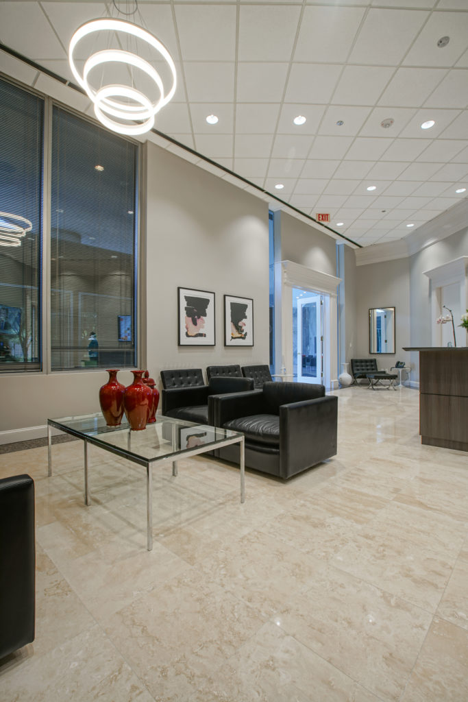 Timeless looks from OFI define a  corporate lobby.