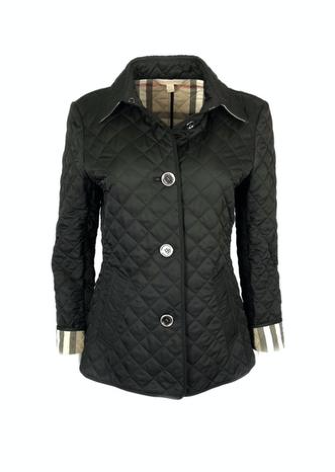 <a href=“http://www.thelittlebirdinc.com/collections/jackets/products/burberry-size-m-black-quilted-nova-check-jacket”>Burberry Size M Black Quilted Nova Check Jacket, $295.</a>
