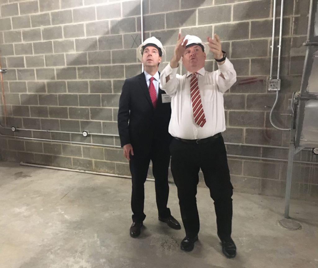 Houston Ballet's Jim Nelson and Houston Grand Opera's Perryn Leech lead a hard hat tour of the refurbished Wortham Theater Center.