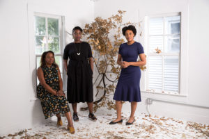 Three who led Project Row Houses into its third decade: Eureka Gilkey, Ryan N. Dennis, and Regina Agu.(Photo by Jenny Antill Clifton)