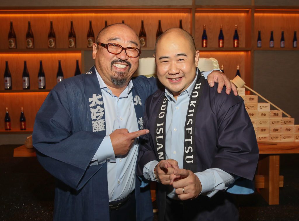 HOUSTON, TX - OCTOBER 18:  Fumio Hazu (L) and Leong Loh at Nobu Houston Sake Ceremony on October 18, 2018 in Houston, Texas.  (Photo by Rick Kern/Getty Images for Nobu)