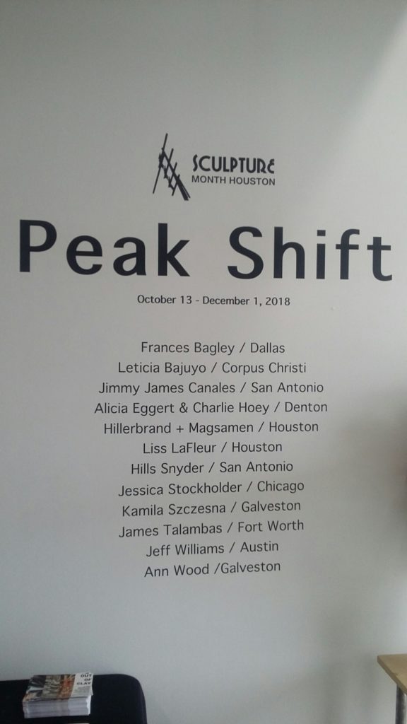 The roster of artists in "Peak Shift," at SITE Gallery at The Silos at Sawyer Yards, one of the definitive exhibitions during Sculpture Month Houston. 