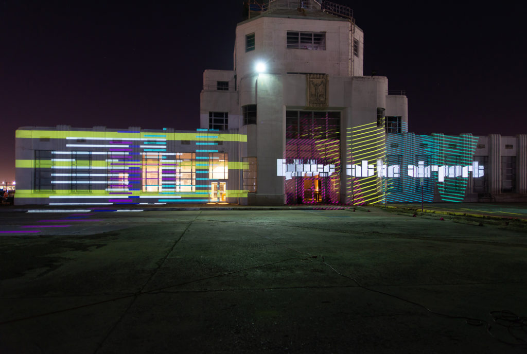 The 1940 Air Terminal Museum adjoining Hobby Airport will be illuminated as part of Sculpture Month Houston with a site-specific projection by Houston artist Pablo Gimenez Zapiola.