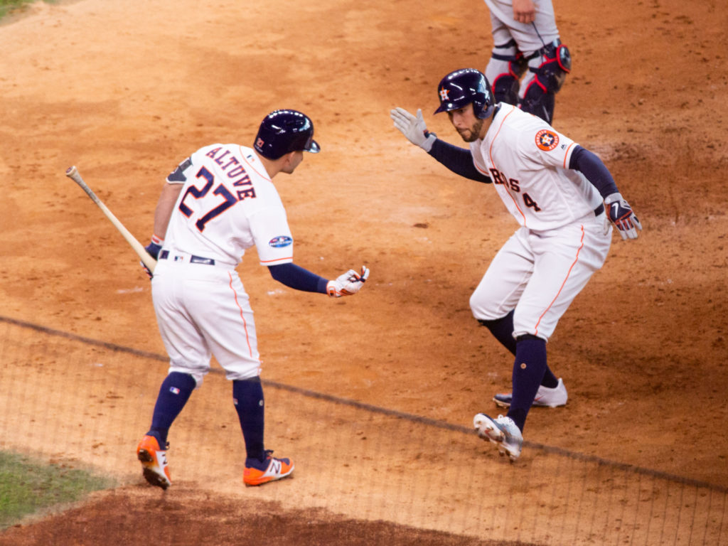 Jose Altuve and George Springer became bash brothers against the Indians. (Photo by F. Carter Smith.)