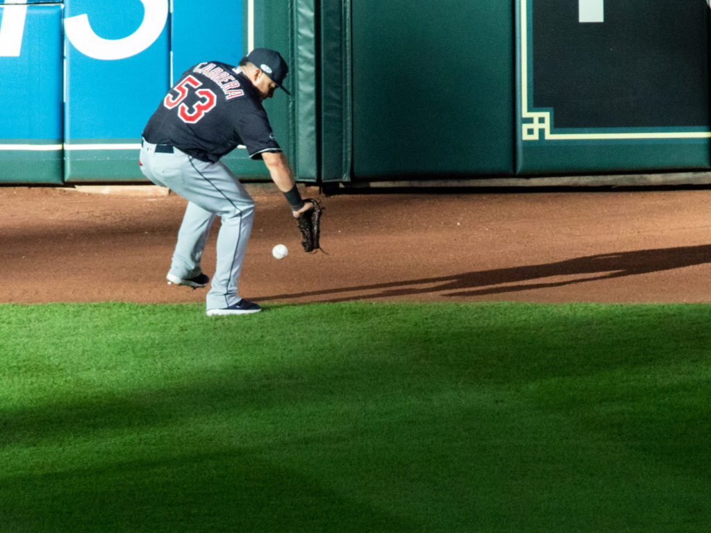 When the Cleveland Indians have bobbled the ball in the outfield, the Astros have made them pay. (Photo by F. Carter Smith.)