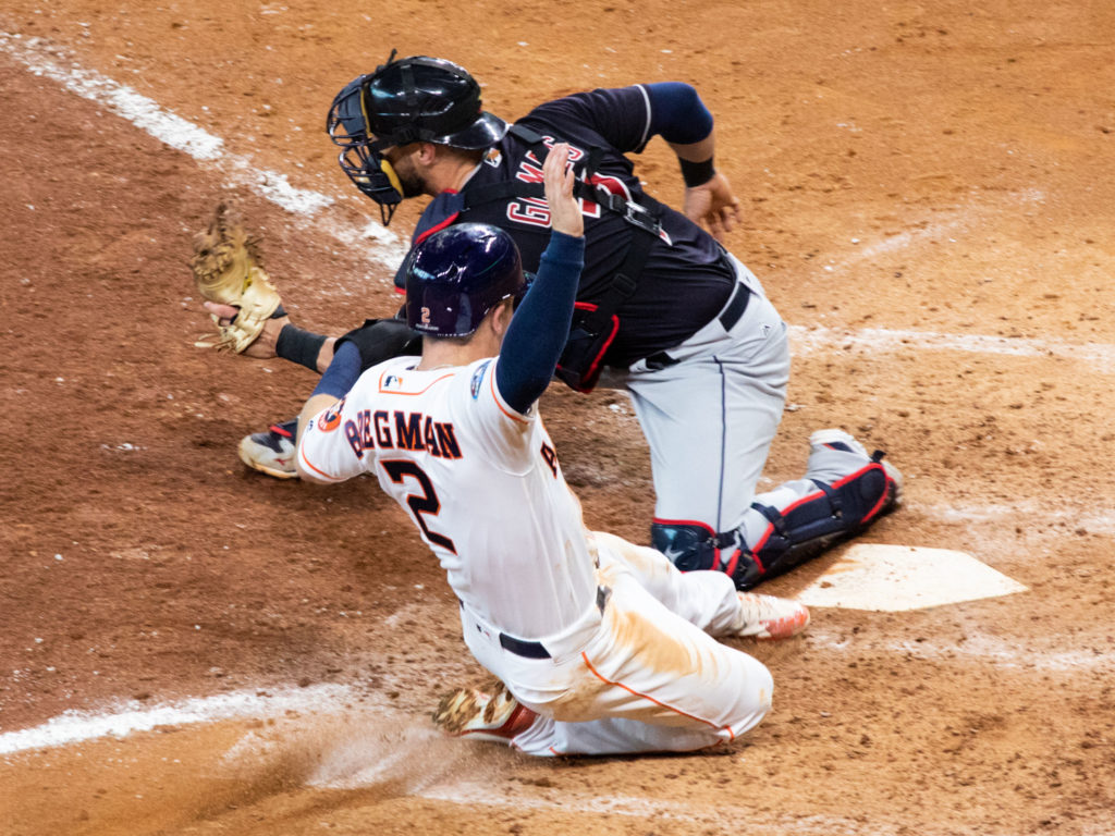Alex Bregman always goes all out for the Houston Astros. (Photo by F. Carter Smith.)