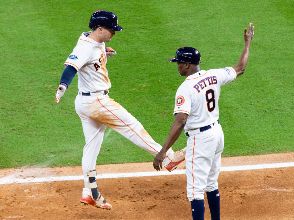 Alex Bregman is at the heart of everything the Astros are doing in the playoffs. (Photo by F. Carter Smith.)