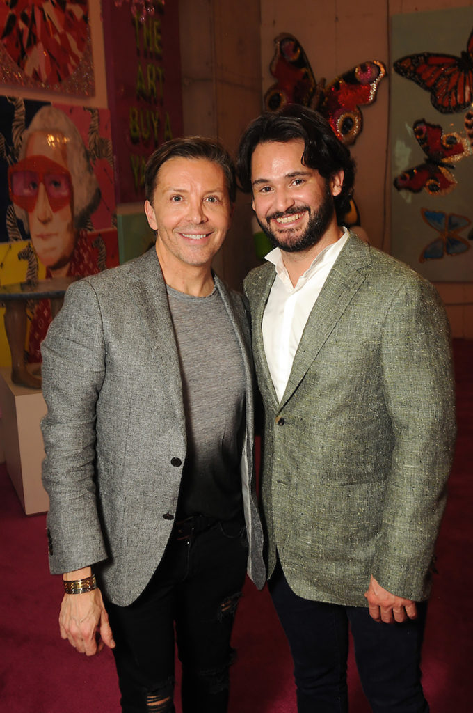 David Bamford and Luis Perez at an art sale and party with Ashley Longshore at The Post Oak Hotel Thursday Oct. 04,2018.(Dave Rossman photo)