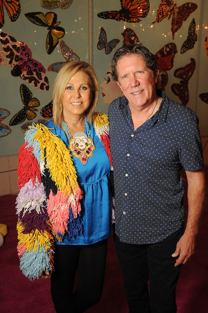 Ofe and Michael Mendez at an art sale and party with Ashley Longshore at The Post Oak Hotel Thursday Oct. 04,2018.(Dave Rossman photo)