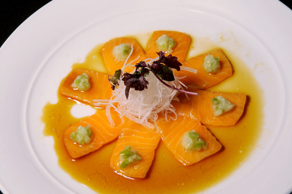 Salmon with wasabi salsa at A Festive Fall Luncheon at Nobu in The Galleria Wednesday Oct. 10,2018.