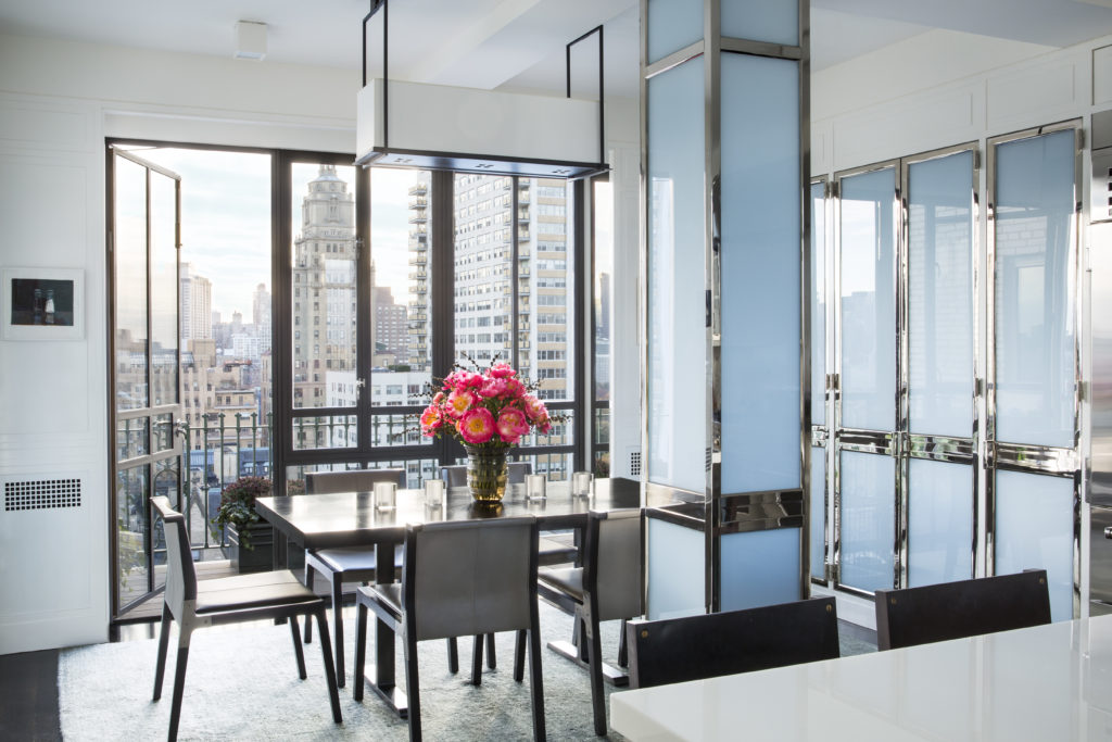 The Kitchen at the home of Meg and Bennett Goodman in New York City.  Architecture by Ferguson and Shamamian.  Interior Design by Victoria Hagan. Photo by Lisa Romerein