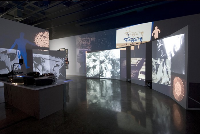 Stan VanDerBeek at the List Visual Arts Center, MIT in 2011. The retrospective, co-organized by MIT and the CAMH, then traveled to Houston. (Courtesy MIT List Visual Arts Center)
