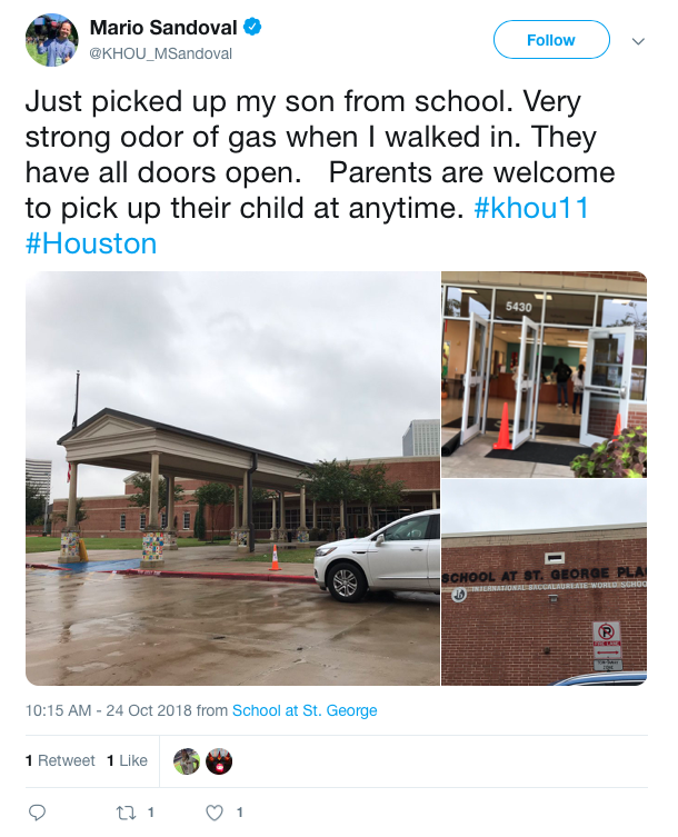 The School at St. George Place has welcomed parents to pick up their children during this mysterious gas cloud situation. 